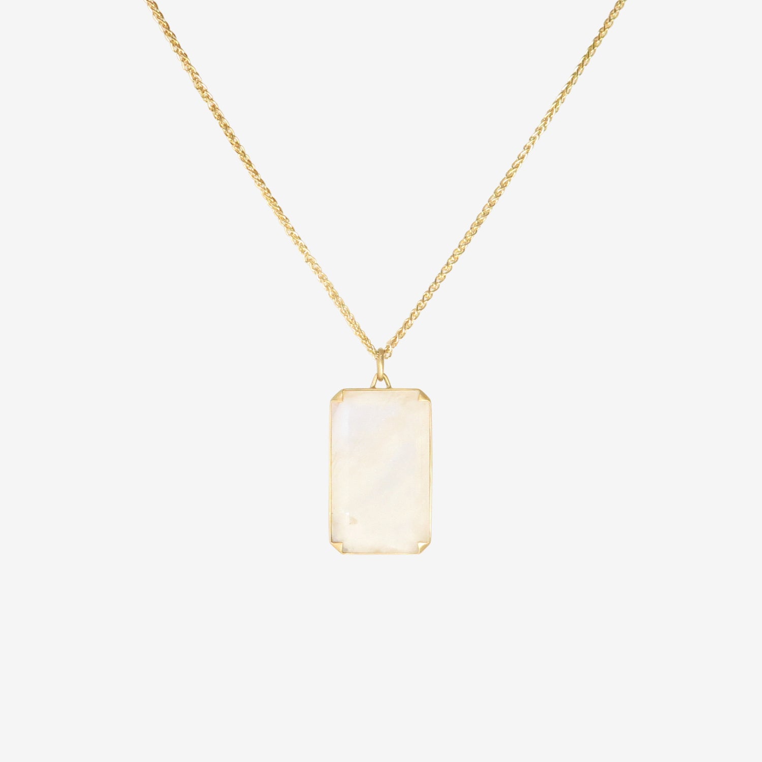 GABRIELLA KISS 18K & RECTANGULAR RAINBOW MOONSTONE PENDANT