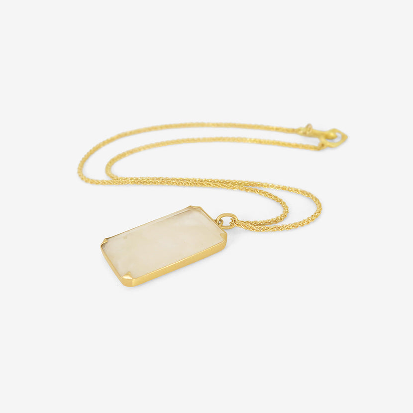 GABRIELLA KISS 18K & RECTANGULAR RAINBOW MOONSTONE PENDANT