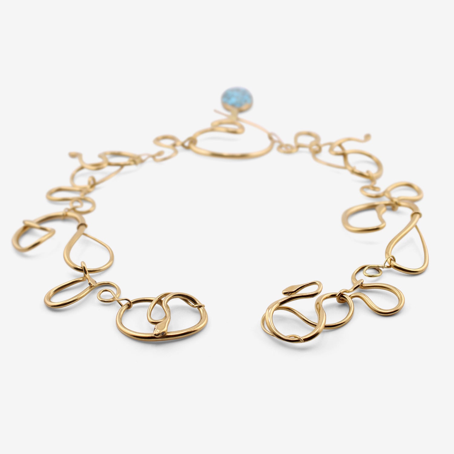 GABRIELLA KISS 18K YELLOW GOLD SNAKE NECKLACE WITH DETACHABLE TURQUOISE PENDANT