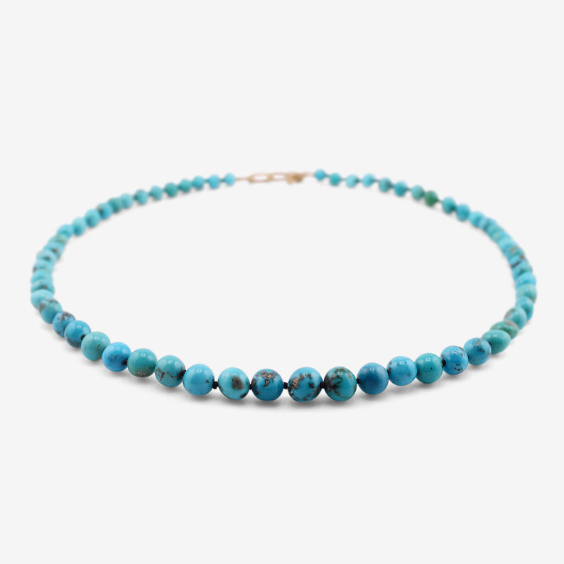GABRIELLA KISS 14K & PERSIAN TURQUOISE GRADUATED BEAD NECKLACE