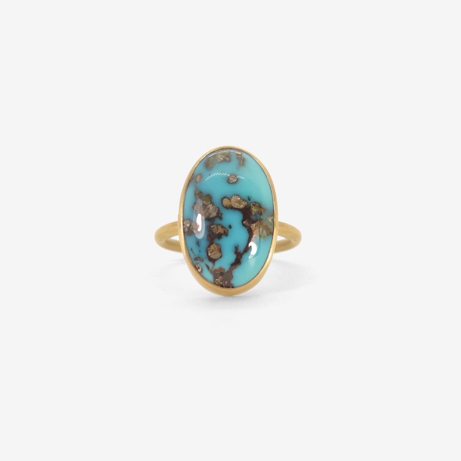 GABRIELLA KISS 18K & OVAL PERSIAN TURQUOISE WITH PYRITE RING, 7.6CT