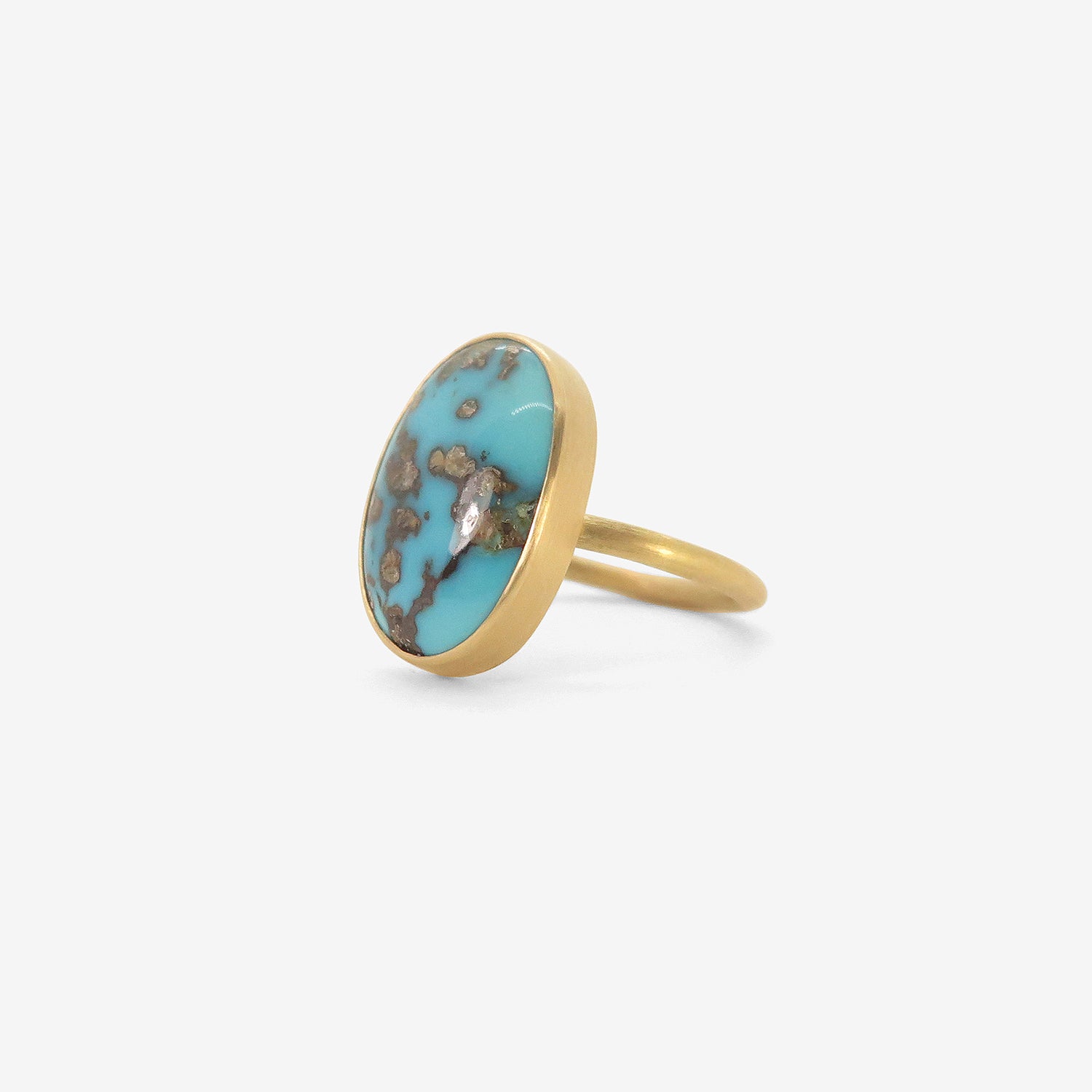 GABRIELLA KISS 18K & OVAL PERSIAN TURQUOISE WITH PYRITE RING, 7.6CT
