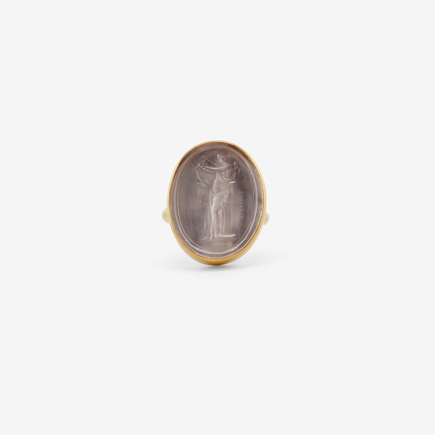 GABRIELLA KISS 18K & OVAL ANTIQUE CLEAR GLASS GEORGIAN TASSIE RING