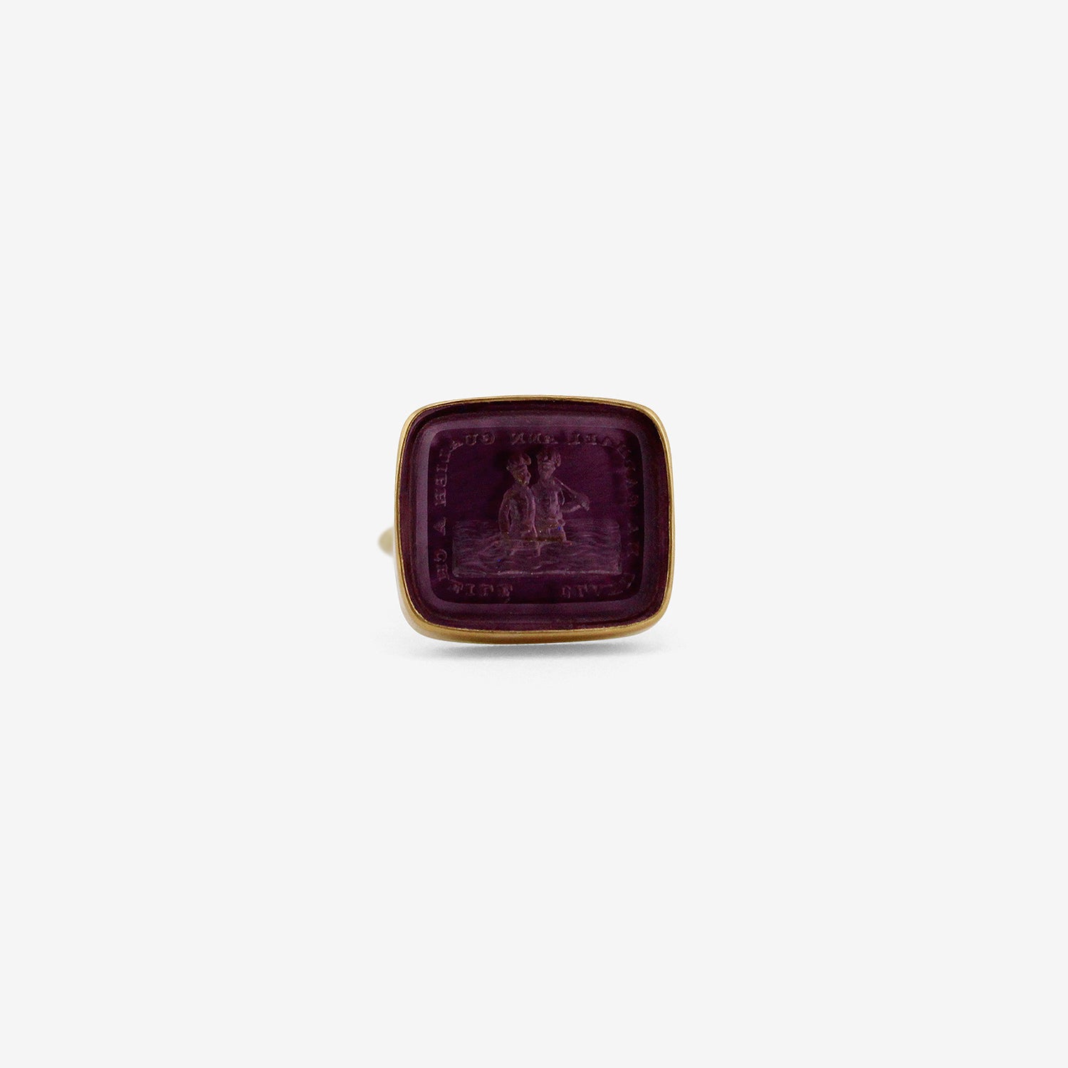 GABRIELLA KISS 18K & CUSHION-SHAPED ANTIQUE PURPLE GLASS GEORGIAN TASSIE RING