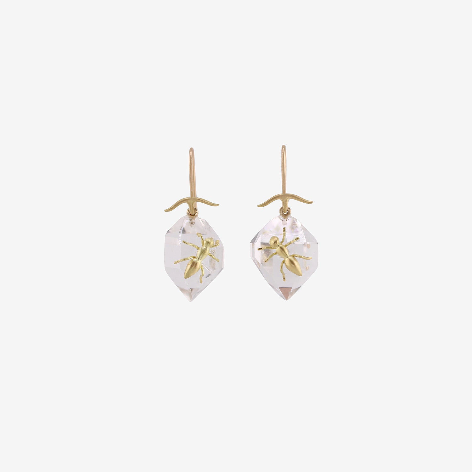 GABRIELLA KISS 18K & HERKIMER DIAMOND EARRINGS WITH ANTS