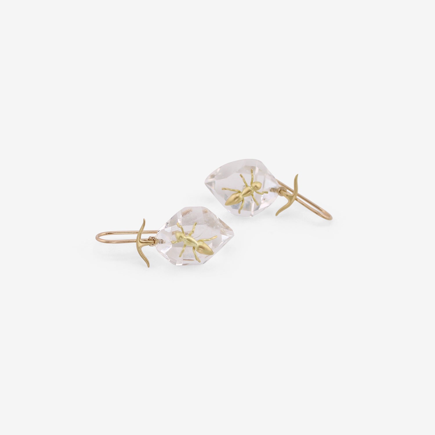 GABRIELLA KISS 18K & HERKIMER DIAMOND EARRINGS WITH ANTS