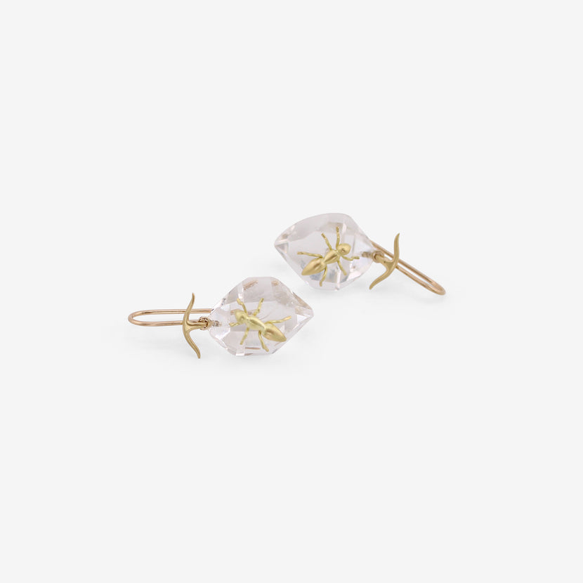 GABRIELLA KISS 18K & HERKIMER DIAMOND EARRINGS WITH ANTS