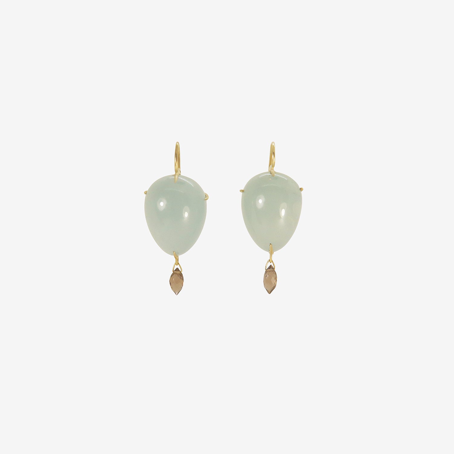 GABRIELLA KISS 14K & AQUAMARINE EGG & TALON EARRINGS WITH SMOKY QUARTZ BRIOLETTES