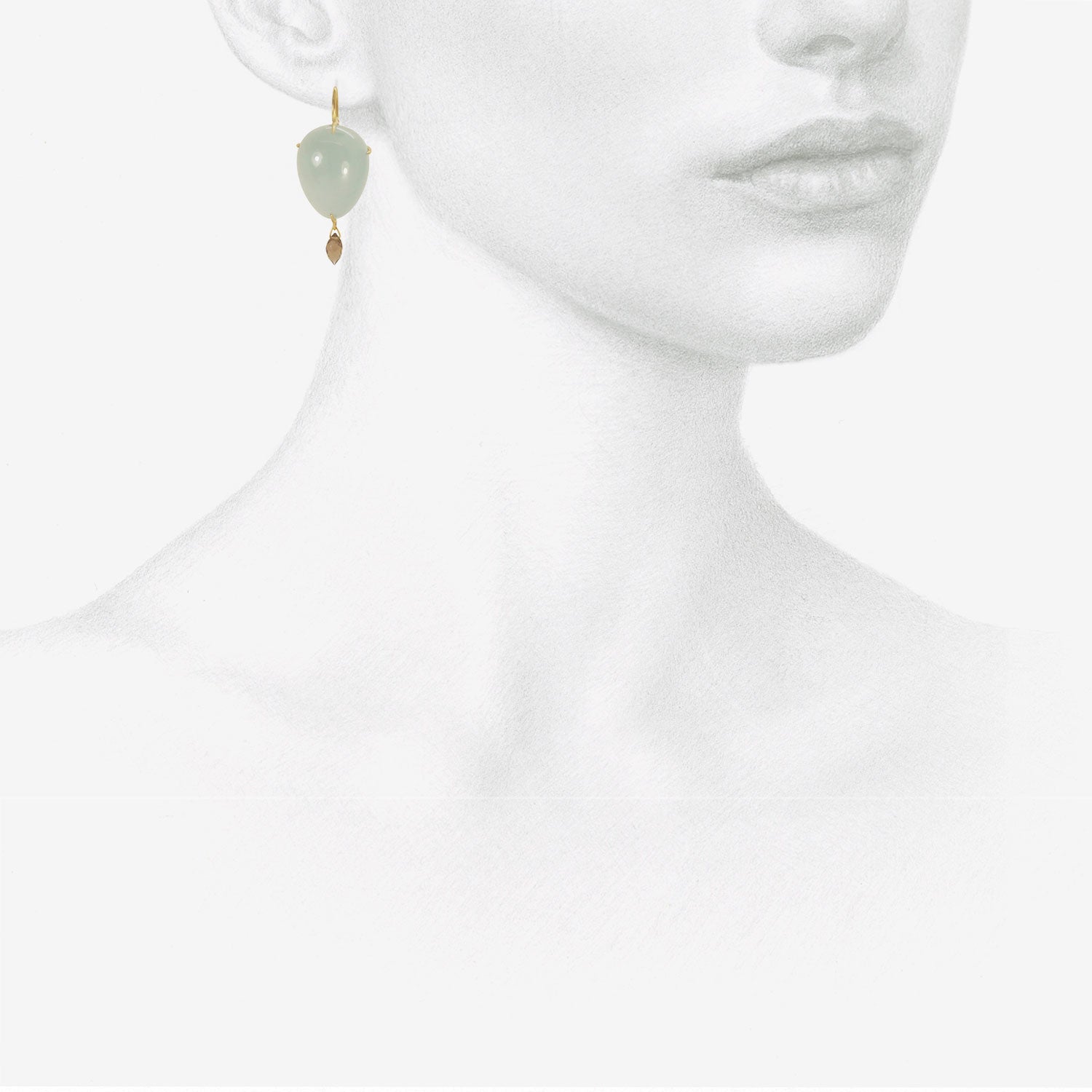 GABRIELLA KISS 14K & AQUAMARINE EGG & TALON EARRINGS WITH SMOKY QUARTZ BRIOLETTES