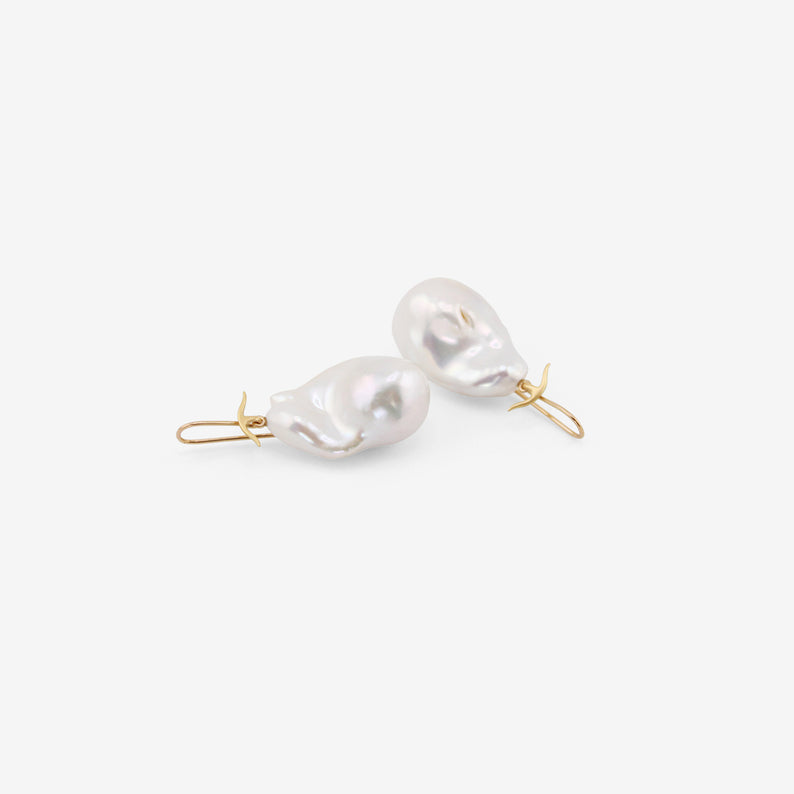 GABRIELLA KISS 18K & WHITE BAROQUE PEARL EARRINGS