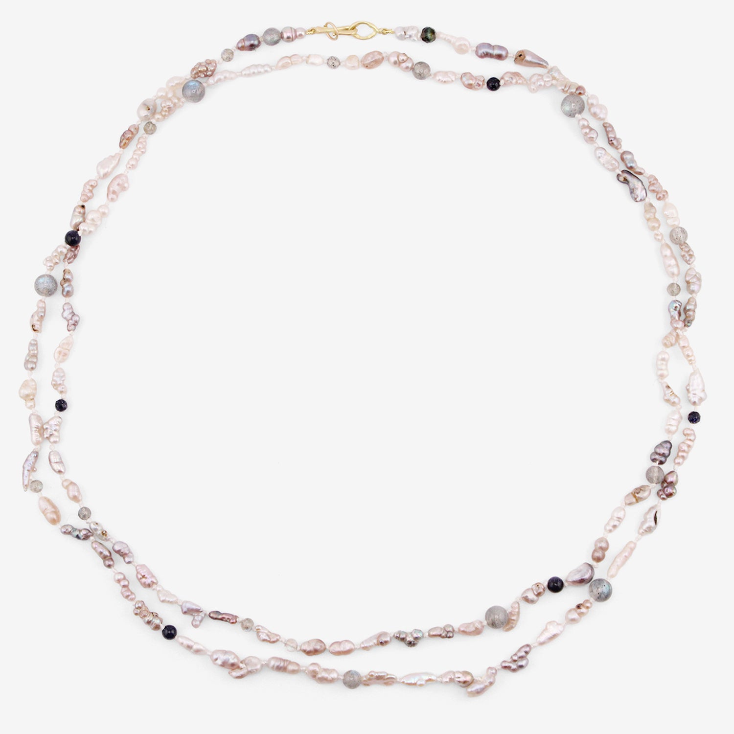 GABRIELLA KISS 18K & BAY OF CORTEZ PEARL NECKLACE WITH LABRADORITE & GOLDSTONE