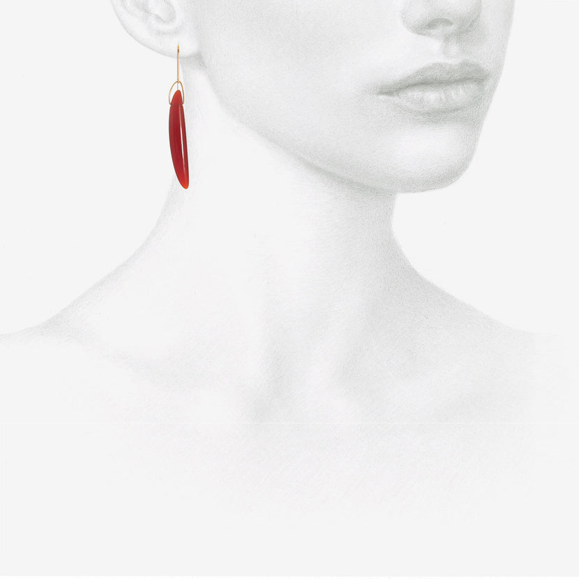 GABRIELLA KISS 14K & CARNELIAN BEAN EARRINGS