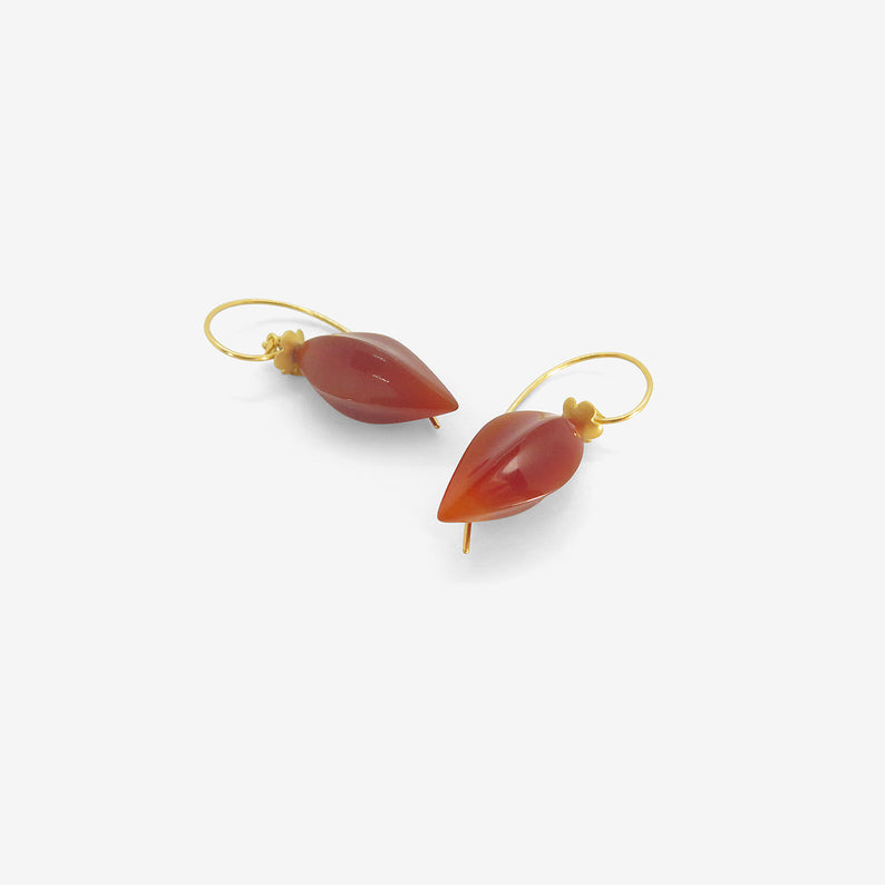 GABRIELLA KISS 18K & CARNELIAN LONG CHINESE LANTERN EARRINGS