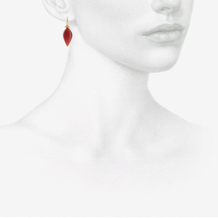 GABRIELLA KISS 18K & CARNELIAN LONG CHINESE LANTERN EARRINGS