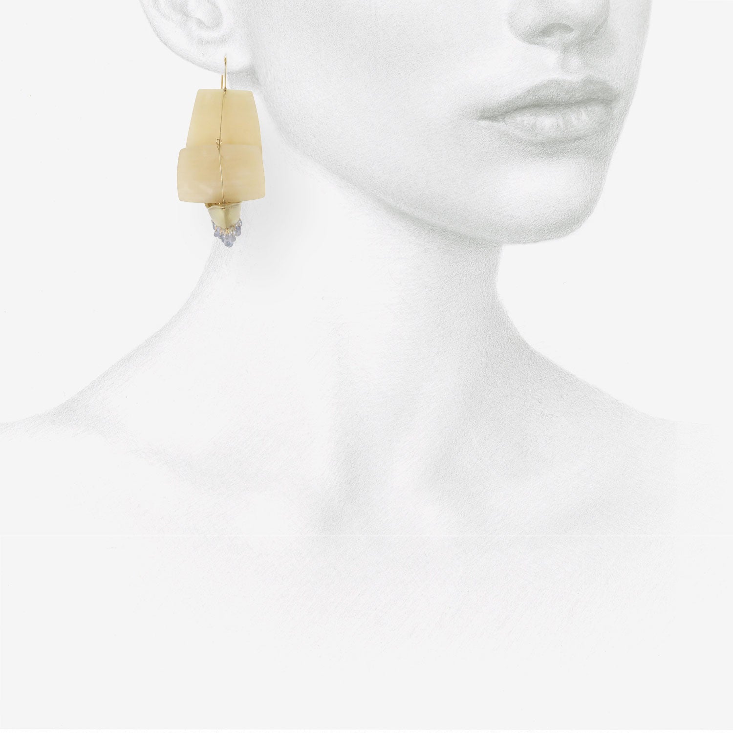 GABRIELLA KISS 14K GREEN GOLD & HORN CLIPPER SHIPS WITH BLUE SAPPHIRES