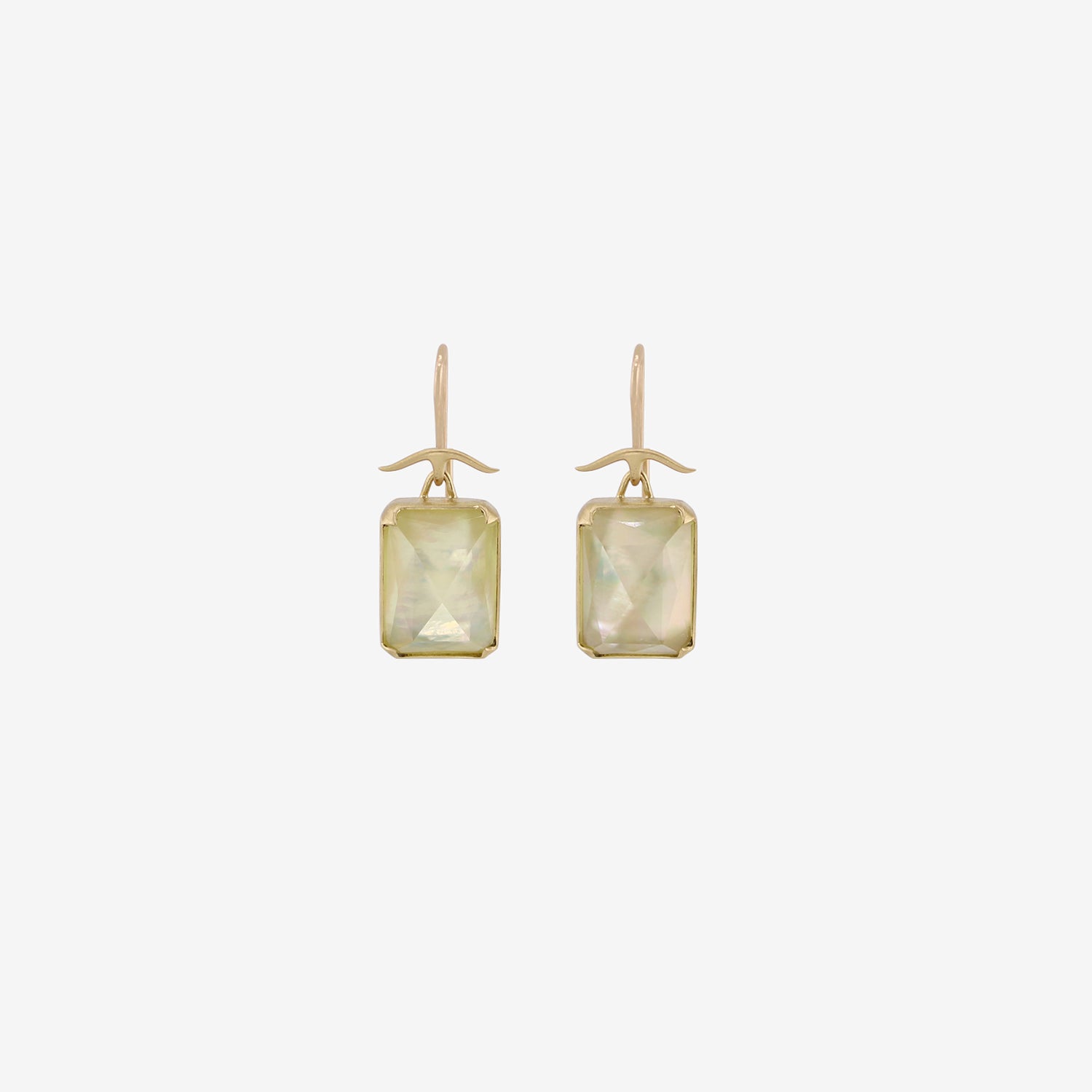GABRIELLA KISS 18K & CUSHION-SHAPED LEMON QUARTZ OVER MOTHER-OF-PEARL EARRINGS