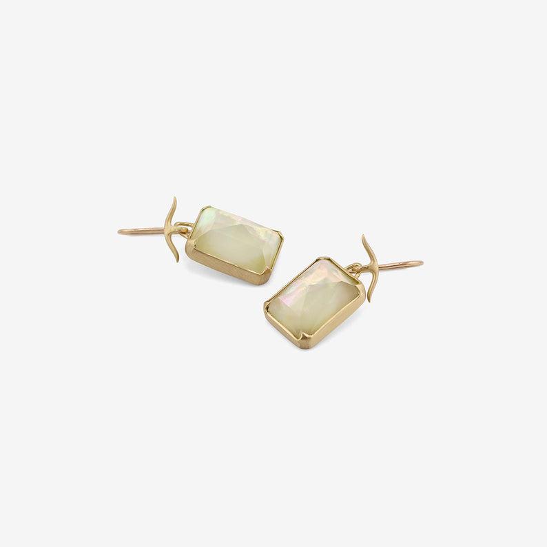 GABRIELLA KISS 18K & CUSHION-SHAPED LEMON QUARTZ OVER MOTHER-OF-PEARL EARRINGS