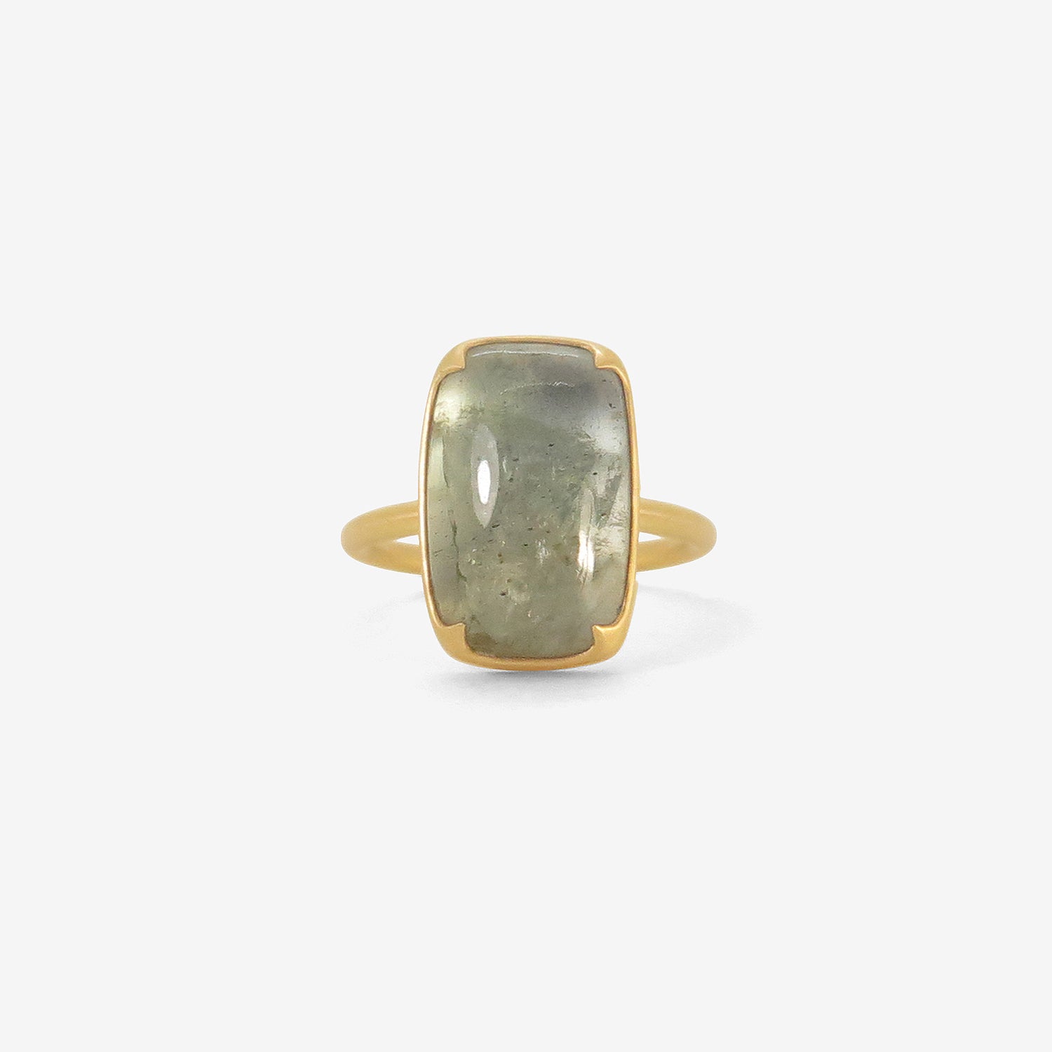 GABRIELLA KISS 18K & CUSHION-SHAPED MOSS AQUAMARINE RING , 4.25CT