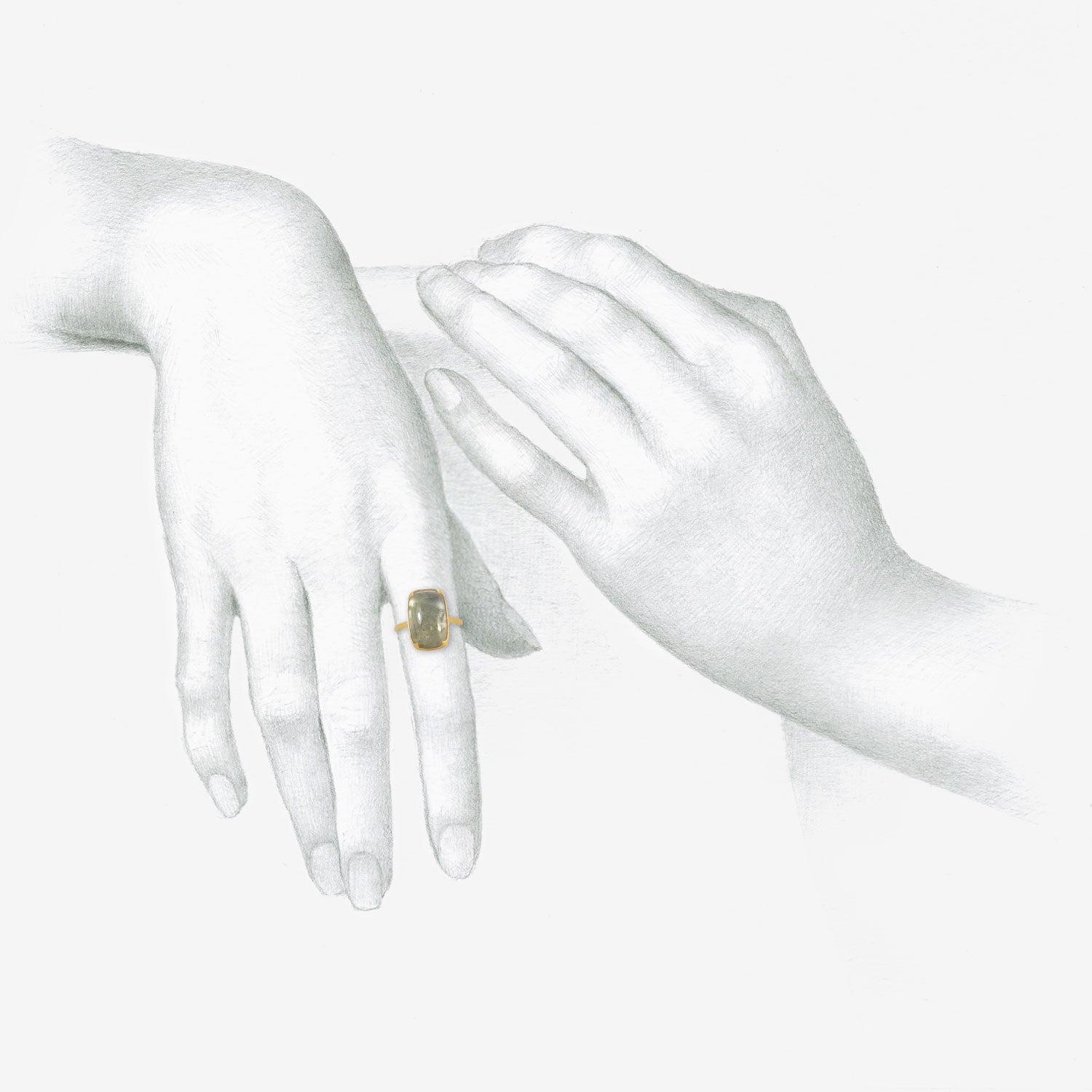 GABRIELLA KISS 18K & CUSHION-SHAPED MOSS AQUAMARINE RING , 4.25CT