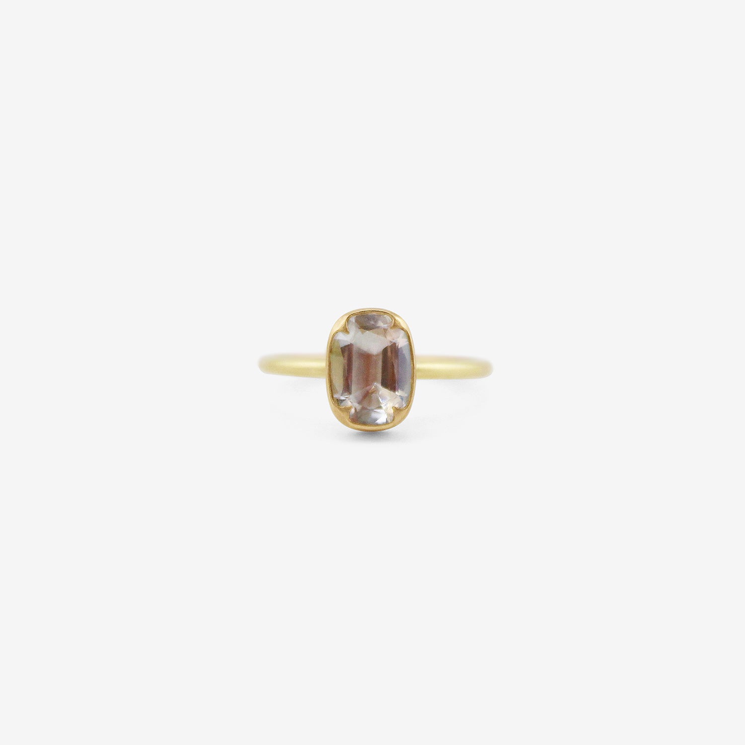 GABRIELLA KISS 18K & CUSHION-SHAPED FACETED FINE MADAGASCAR RAINBOW MOONSTONE RING, 1.6CT