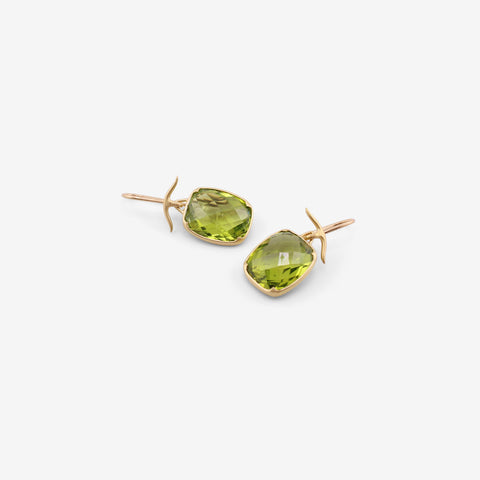 GABRIELLA KISS 18K & FACETED CUSHION-SHAPED PERIDOT EARRINGS, 10CT