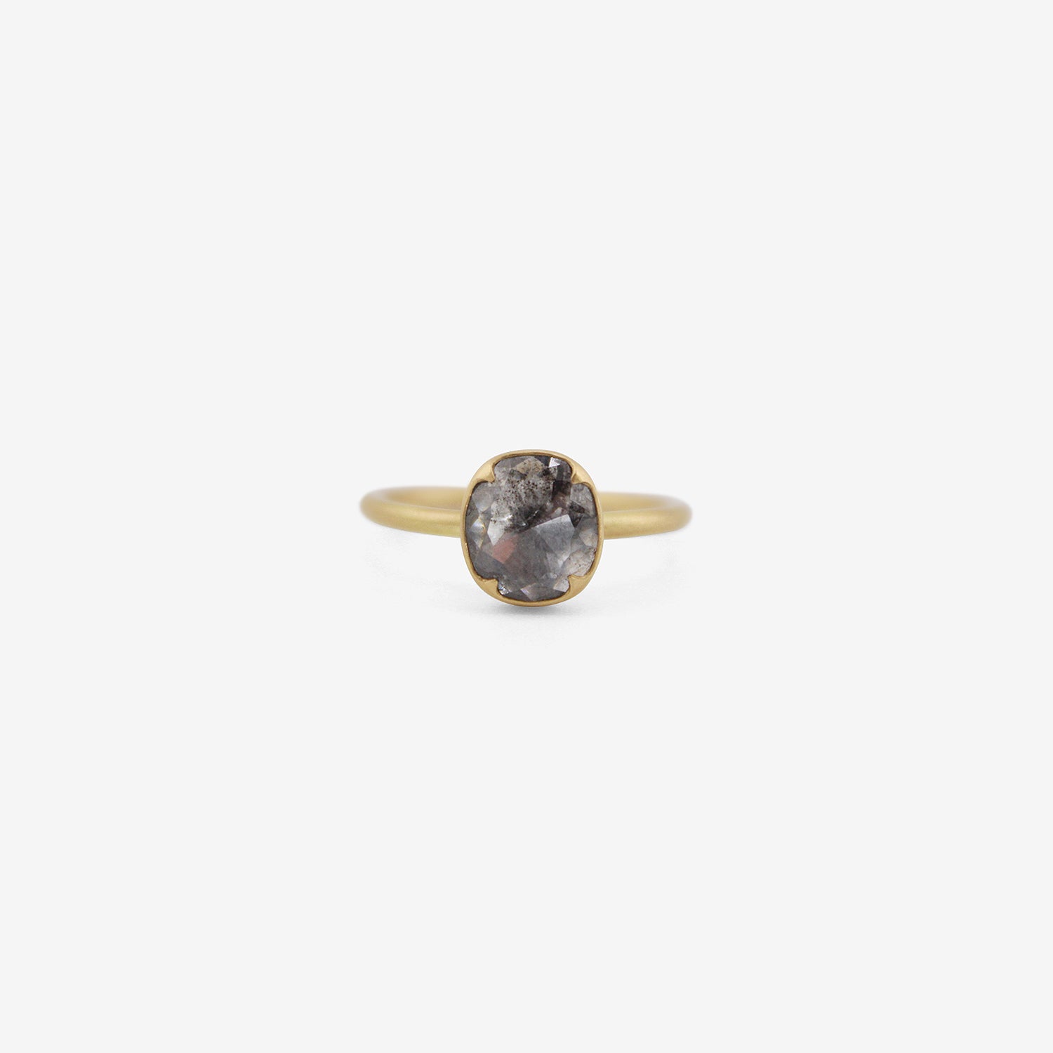 GABRIELLA KISS 18K & CUSHION-SHAPED SALT & PEPPER DIAMOND RING, .9CT