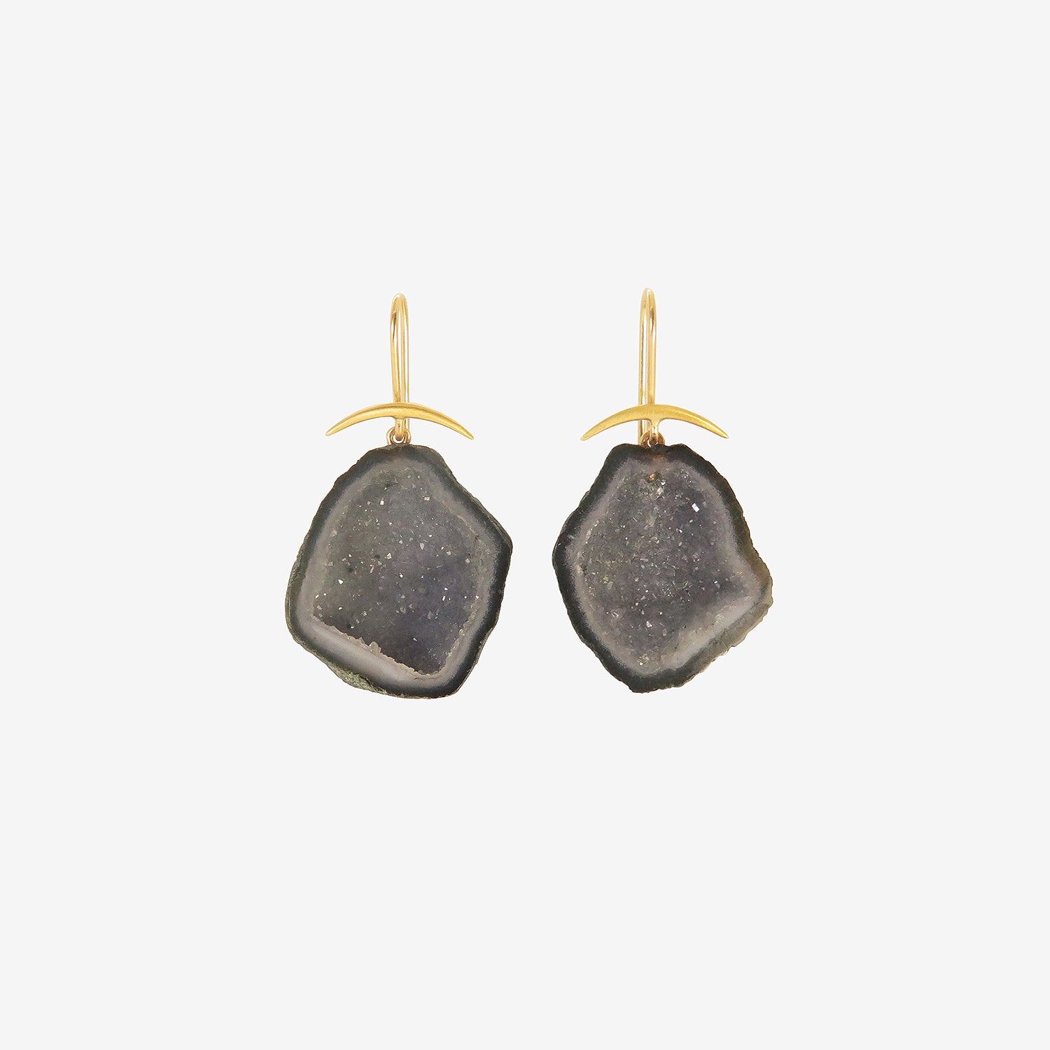 GABRIELLA KISS 18K & DRUZY QUARTZ GEODE EARRINGS