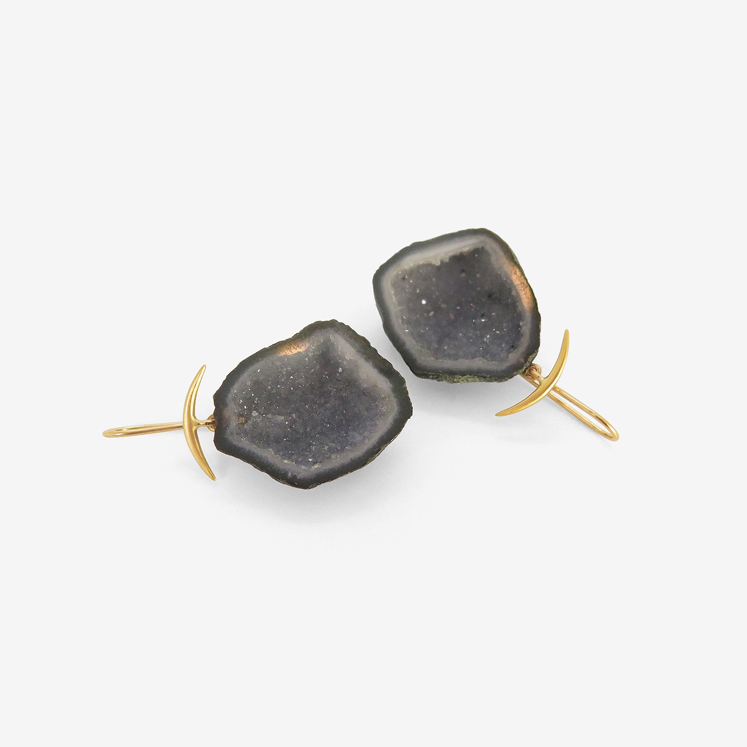 GABRIELLA KISS 18K & DRUZY QUARTZ GEODE EARRINGS