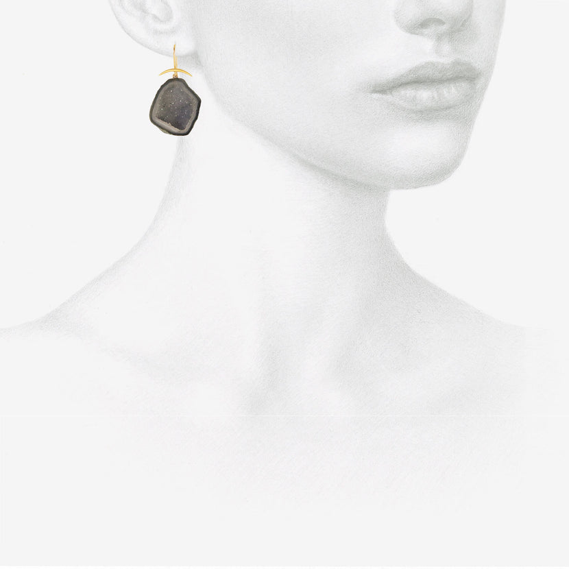 GABRIELLA KISS 18K & DRUZY QUARTZ GEODE EARRINGS