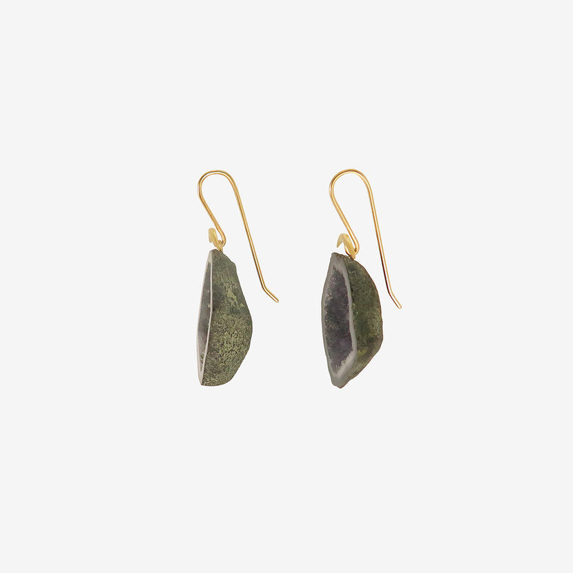 GABRIELLA KISS 18K & DRUZY QUARTZ GEODE EARRINGS