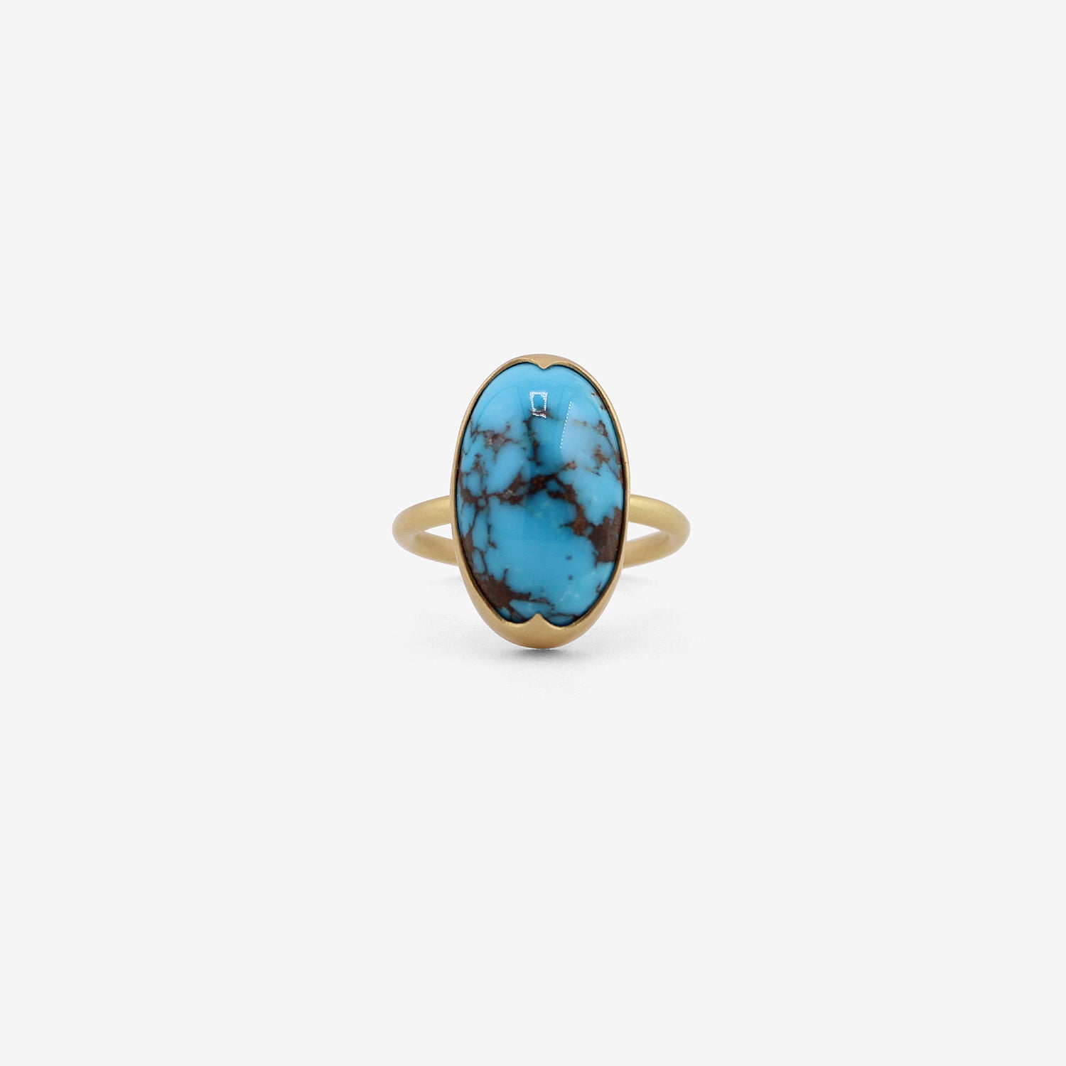 GABRIELLA KISS 18K & ELONGATED OVAL PERSIAN TURQUOISE RING, 12.08CT