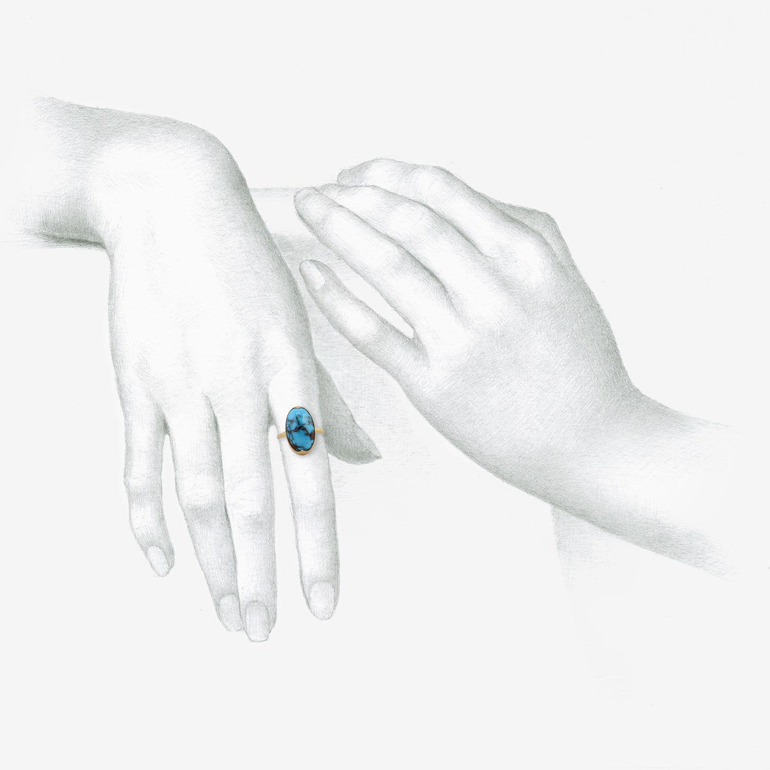 GABRIELLA KISS 18K & ELONGATED OVAL PERSIAN TURQUOISE RING, 12.08CT