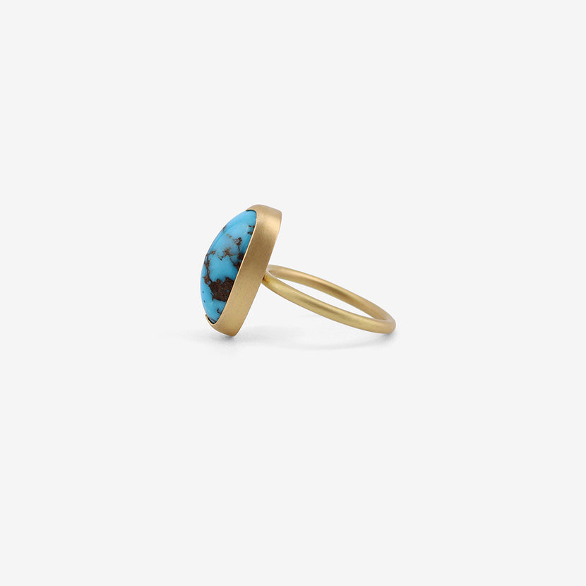 GABRIELLA KISS 18K & ELONGATED OVAL PERSIAN TURQUOISE RING, 12.08CT