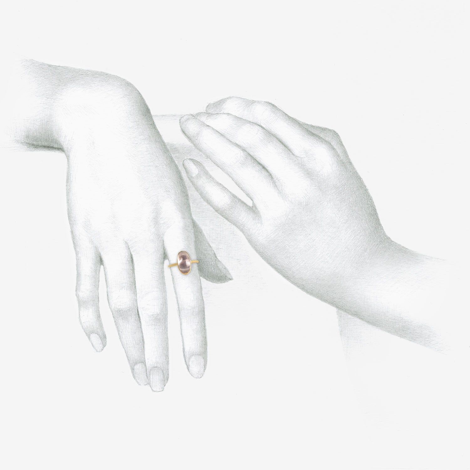 GABRIELLA KISS 18K & ELONGATED OVAL MAUVE SAPPHIRE RING