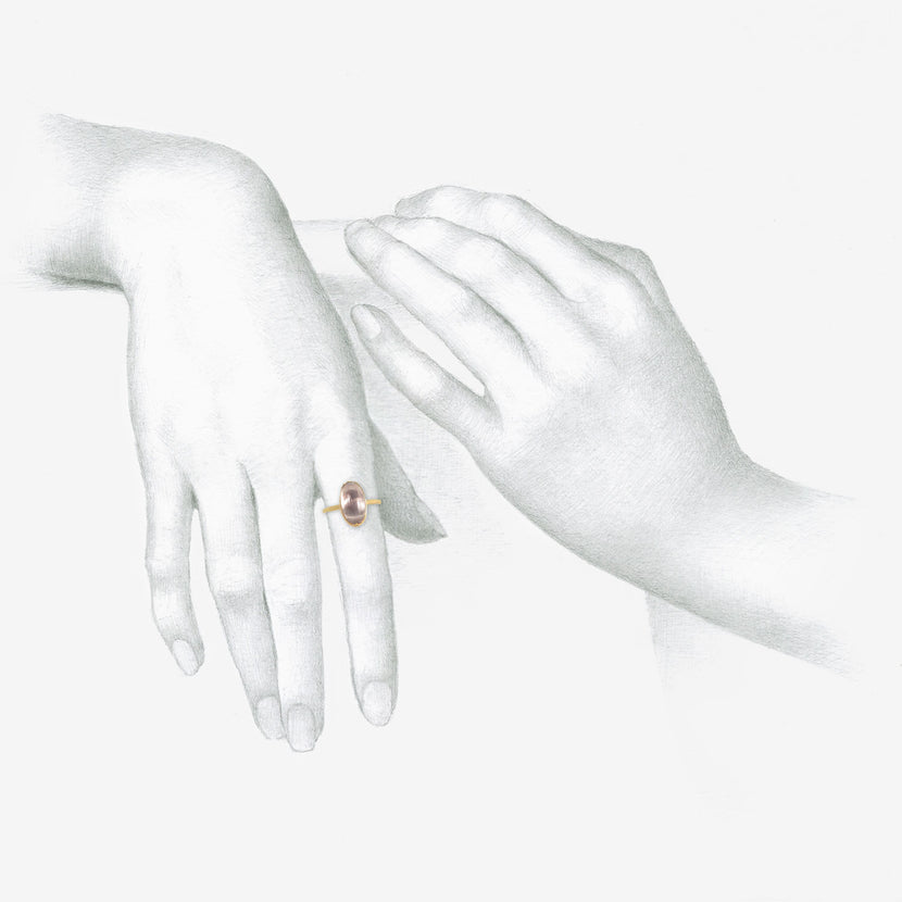 GABRIELLA KISS 18K & ELONGATED OVAL MAUVE SAPPHIRE RING