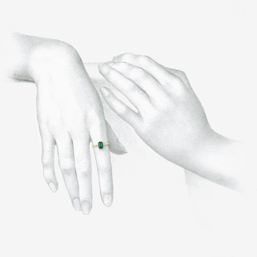 GABRIELLA KISS 18K & EMERALD-CUT COLOMBIAN EMERALD RING, .65CT