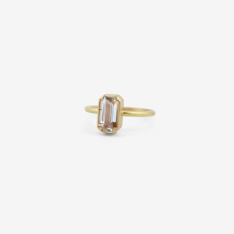GABRIELLA KISS 18K & EMERALD-CUT MADAGASCAR RAINBOW MOONSTONE RING, 1.4CT