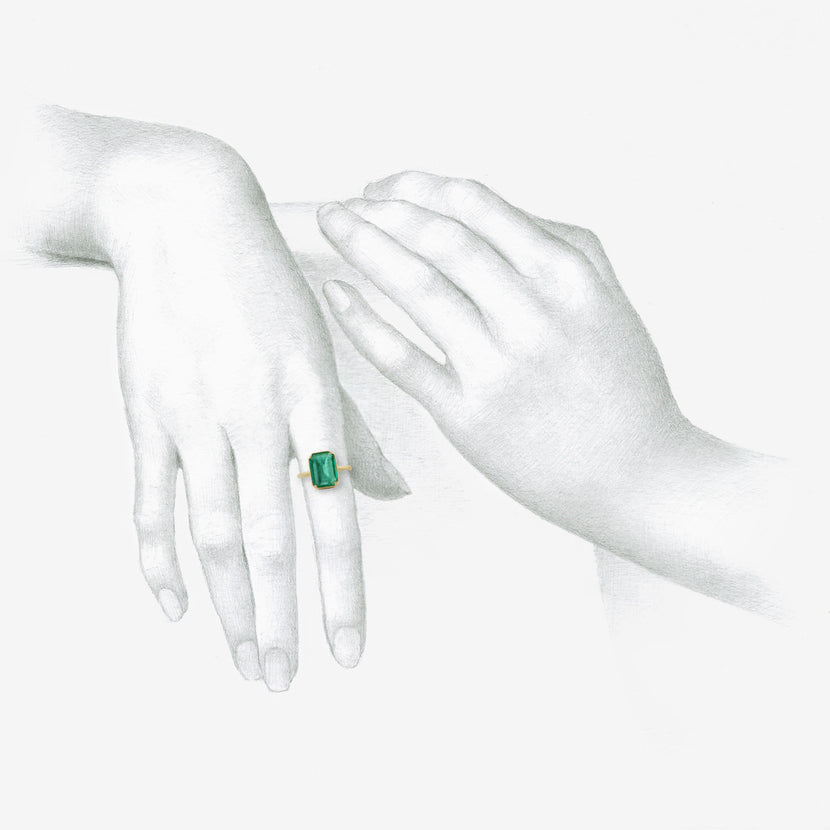 GABRIELLA KISS 18K & EMERALD-CUT EMERALD RING, 2.7CT