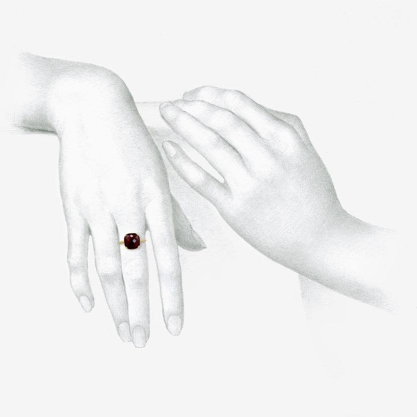 GABRIELLA KISS 18K & FACETED CUSHION-SHAPED ALMANDINE GARNET RING, 4.27CT