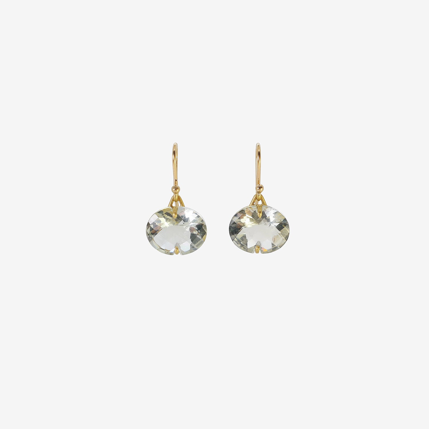 GABRIELLA KISS 18K & FACETED HORIZONTAL OVAL GREEN AMETHYST EARRINGS
