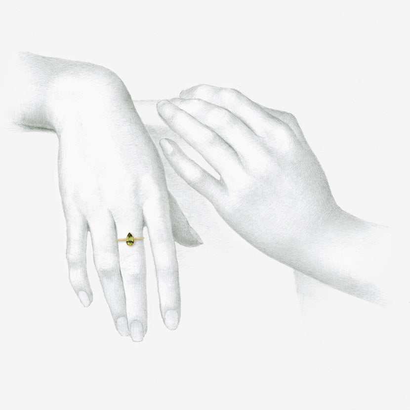 GABRIELLA KISS 18K & FACETED PEAR-SHAPED PERIDOT RING, .9CT