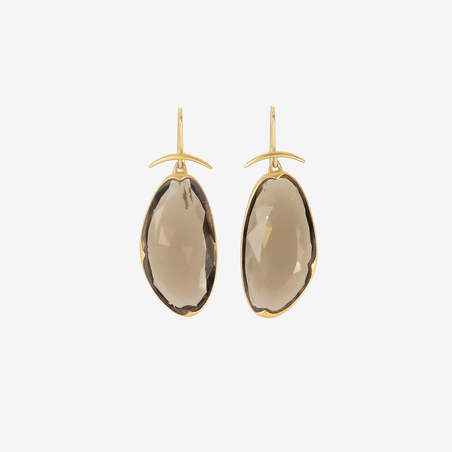 GABRIELLA KISS 18K & FACETED SMOKY QUARTZ WING EARRINGS