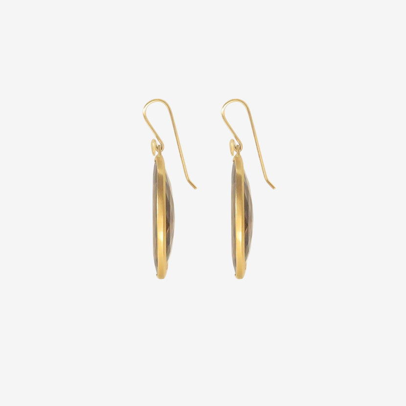 GABRIELLA KISS 18K & FACETED SMOKY QUARTZ WING EARRINGS