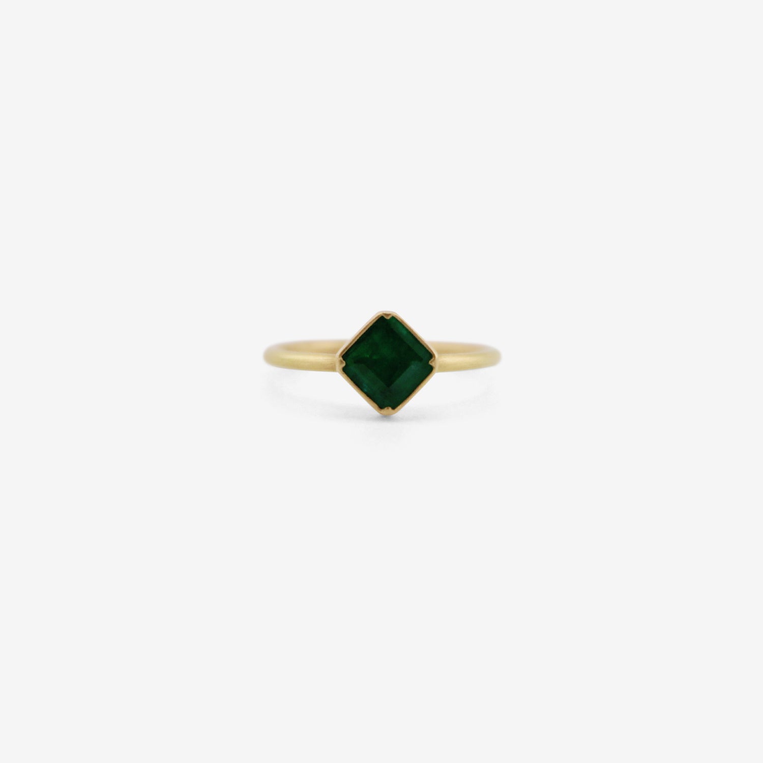 GABRIELLA KISS 18K & FACETED SQUARE EMERALD RING, .66CT