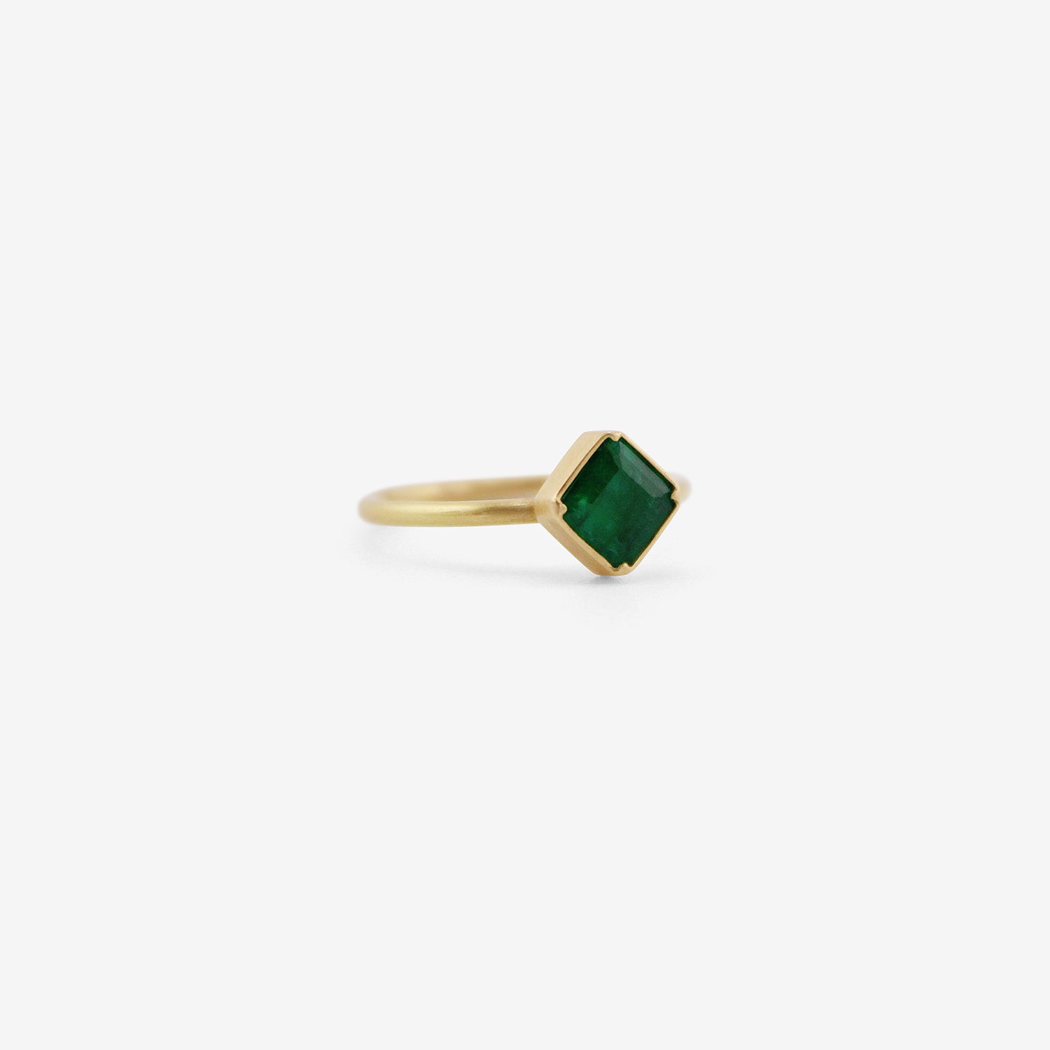 GABRIELLA KISS 18K & FACETED SQUARE EMERALD RING, .66CT