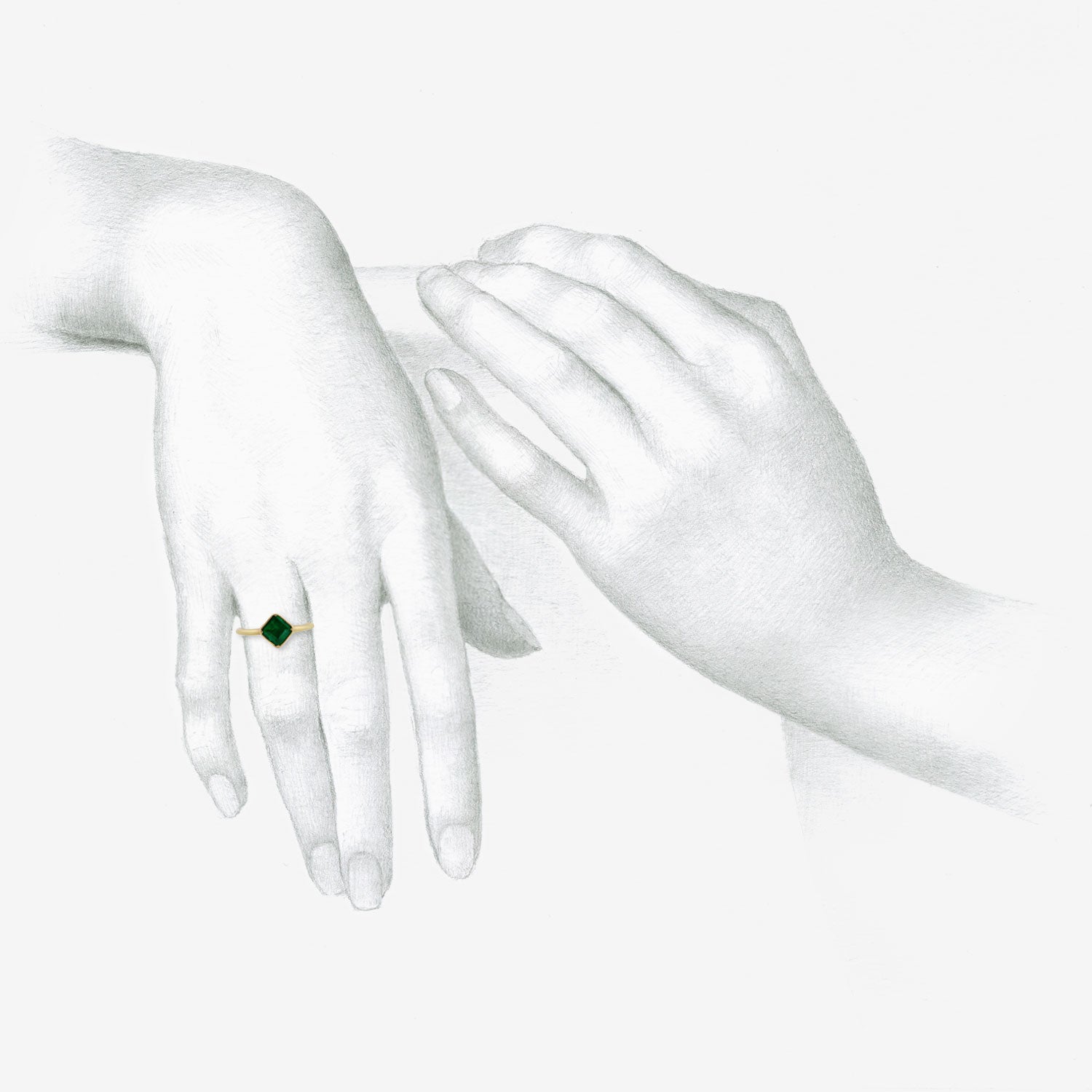 GABRIELLA KISS 18K & FACETED SQUARE EMERALD RING, .66CT