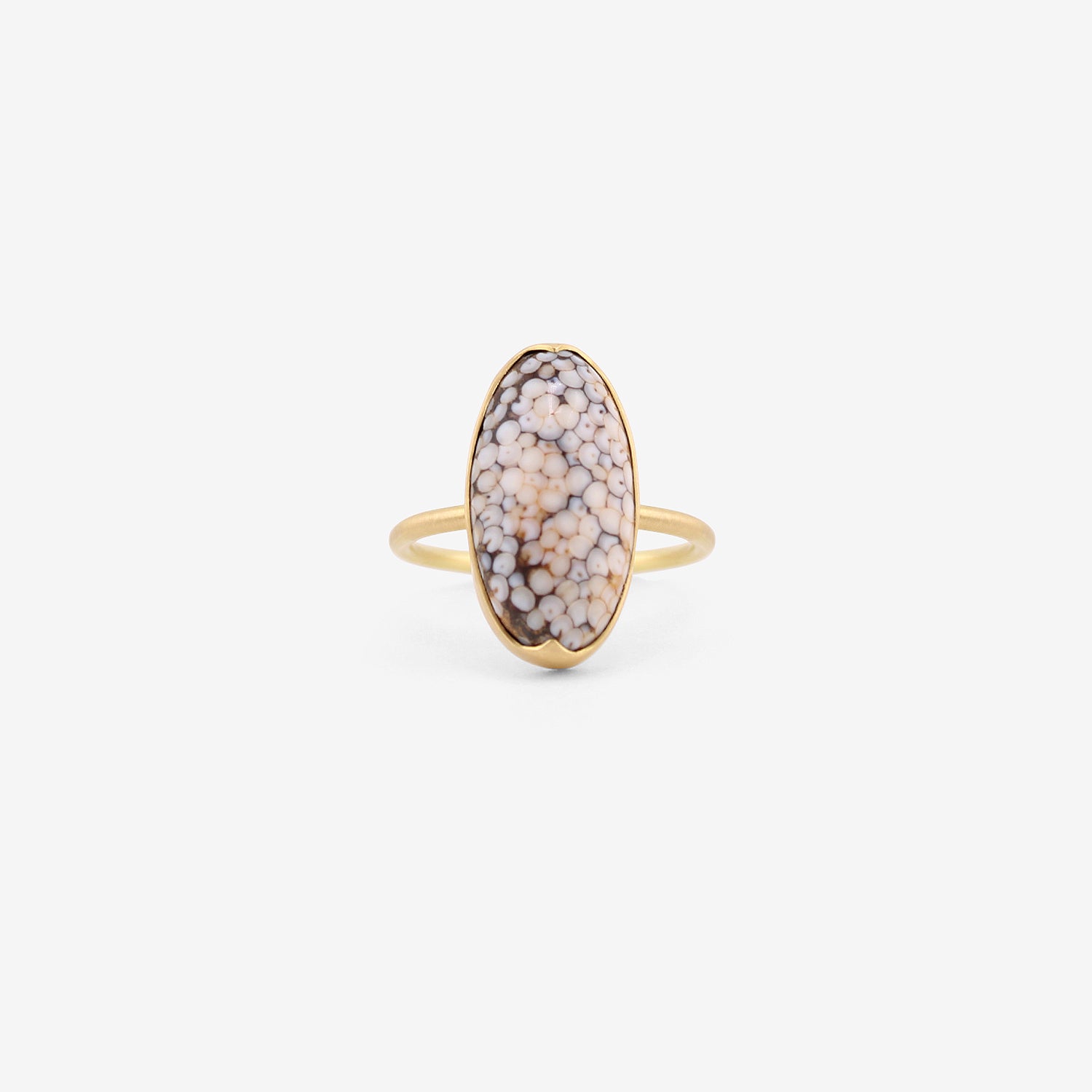 GABRIELLA KISS 18K & ELONGATED OVAL SNAKESKIN STONE RING