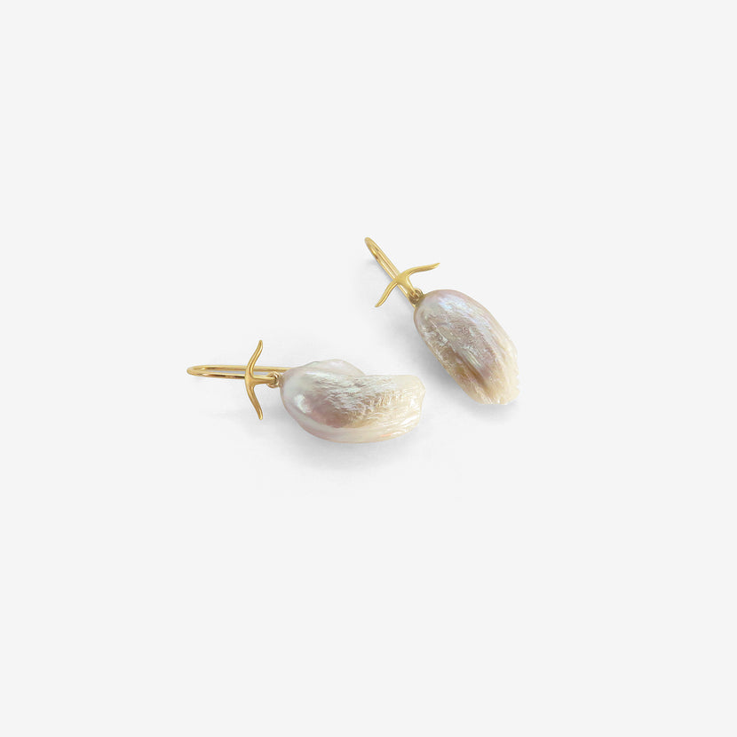 GABRIELLA KISS 18K & FRESHWATER PEARL WING EARRINGS