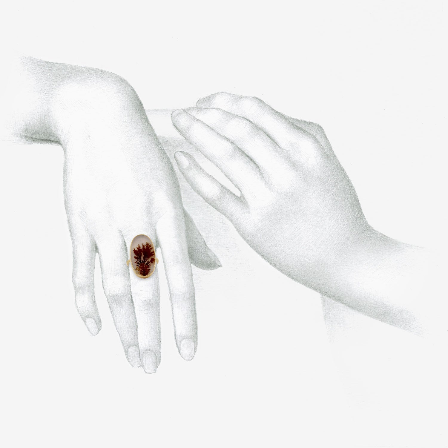 GABRIELLA KISS 18K & GIANT OVAL DENDRITE RING