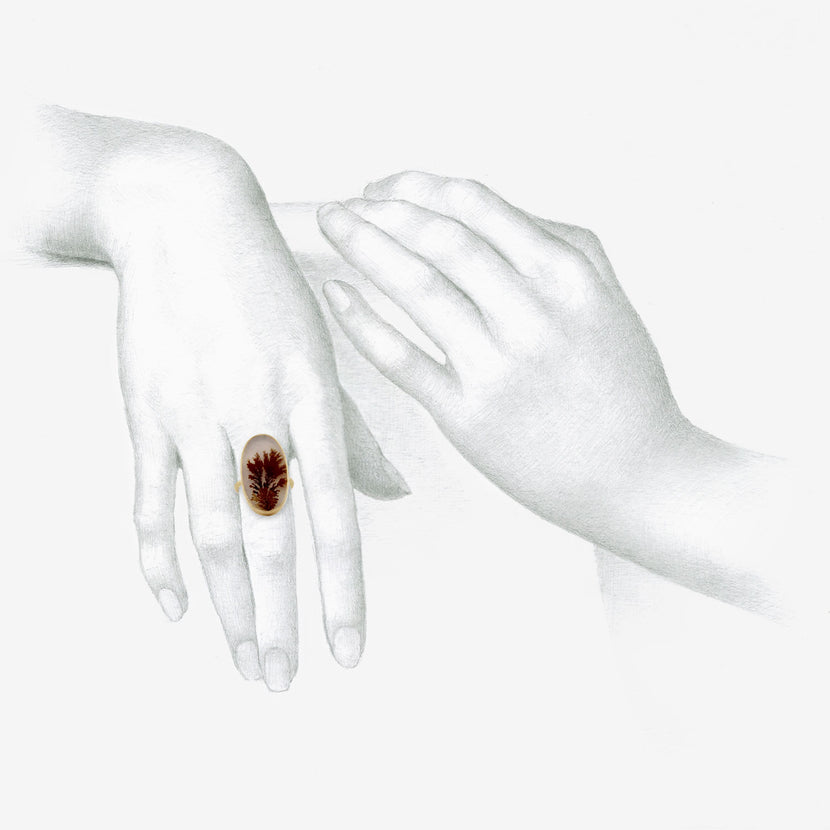 GABRIELLA KISS 18K & GIANT OVAL DENDRITE RING